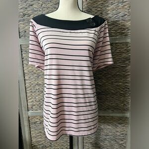 Venezia by Lane Bryant, Pink & Black Striped Blouse, Size 22/24  *As-is*